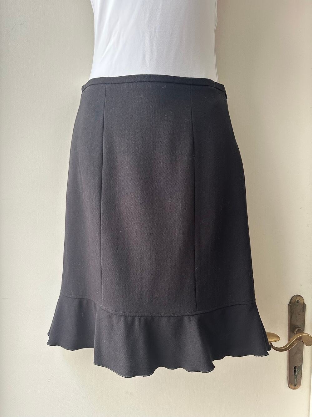 Vintage Emporio Armani Wool Ruffle Skirt, Size 2 (36) Brown